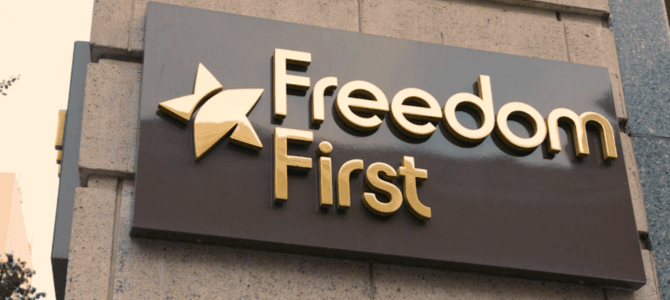 Freedom First signage on Downtown Roanoke branch exterior